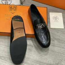 GIAY LUOI HERMES NAM MAU DEN DA NHAN HOA TIET KHOA LOGO TUAN LOC TRANG GLHM38 4