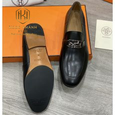 GIAY LUOI HERMES NAM MAU DEN DA TRON HOA TIET KHOA LOGO TUAN LOC TRANG GLHM39 1