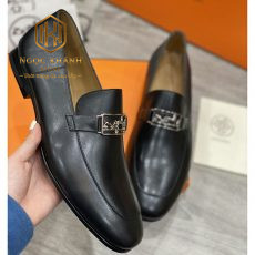GIAY LUOI HERMES NAM MAU DEN DA TRON HOA TIET KHOA LOGO TUAN LOC TRANG GLHM39 5