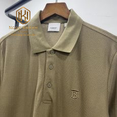 AO PHONG BURBERRY MAU XANH REU HOA TIET LOGO TRUOC NGUC APBB06 2