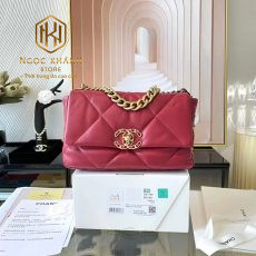 tui xach nu chanel 19 flap bag hoa tiet khoa logo day xich vang 13
