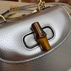 tui xach nu gucci bambo mini top mau xam quai xach go 4