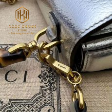 tui xach nu gucci bambo mini top mau xam quai xach go 9