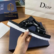 Dép Dior nam quai ngang màu đen