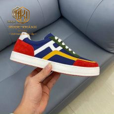 GIAY NAM HERMES COT DAY MAU XANH PHOI DO KE VANG LIKEAUTH GNHM05 3