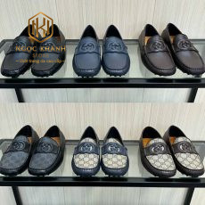 giay luoi gucci nam mau xanh hoa tiet in logo be 1