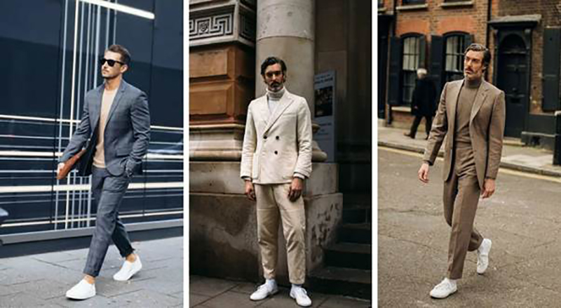 phối đồ vest nam với giày thể thao