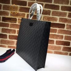 tui xach nam gucci black tote hoa tiet in logo ghi day xanh do 6