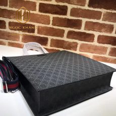 tui xach nam gucci black tote hoa tiet in logo ghi day xanh do 8