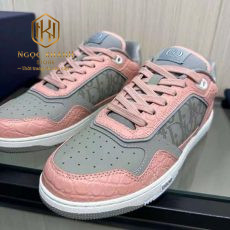 giay nam dior cot day mau hong phoi xam da bong hoa tiet dap logo 9