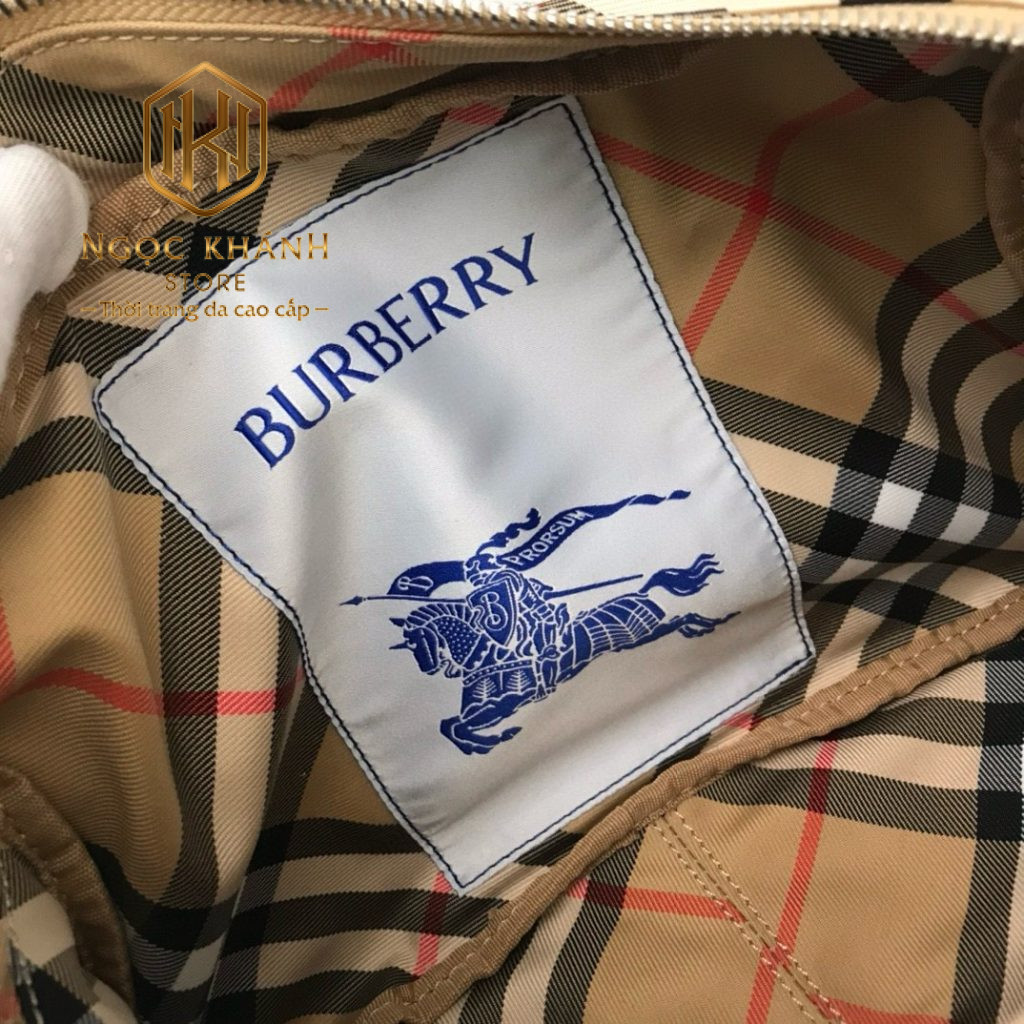 TÚI ĐEO CHÉO NAM BURBERRY HỌA TIẾT KẺ MÀU NÂU TNBB19 12 Túi đeo chéo nam Burberry