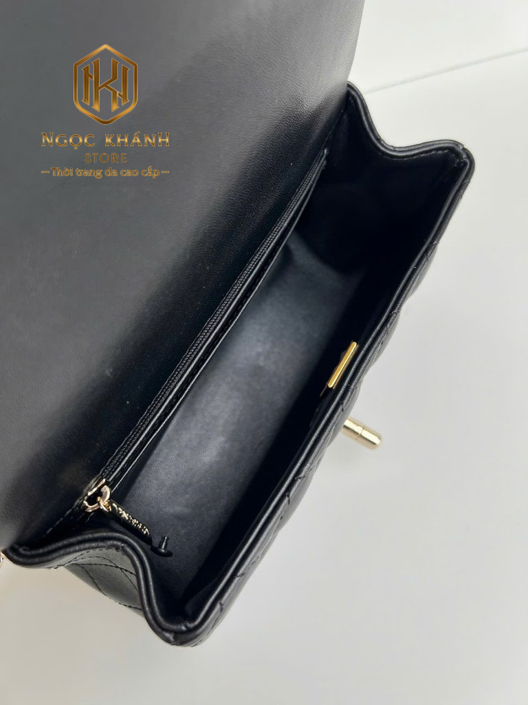 tui xach nu chanel dang ngang co quai da tron mau den 6