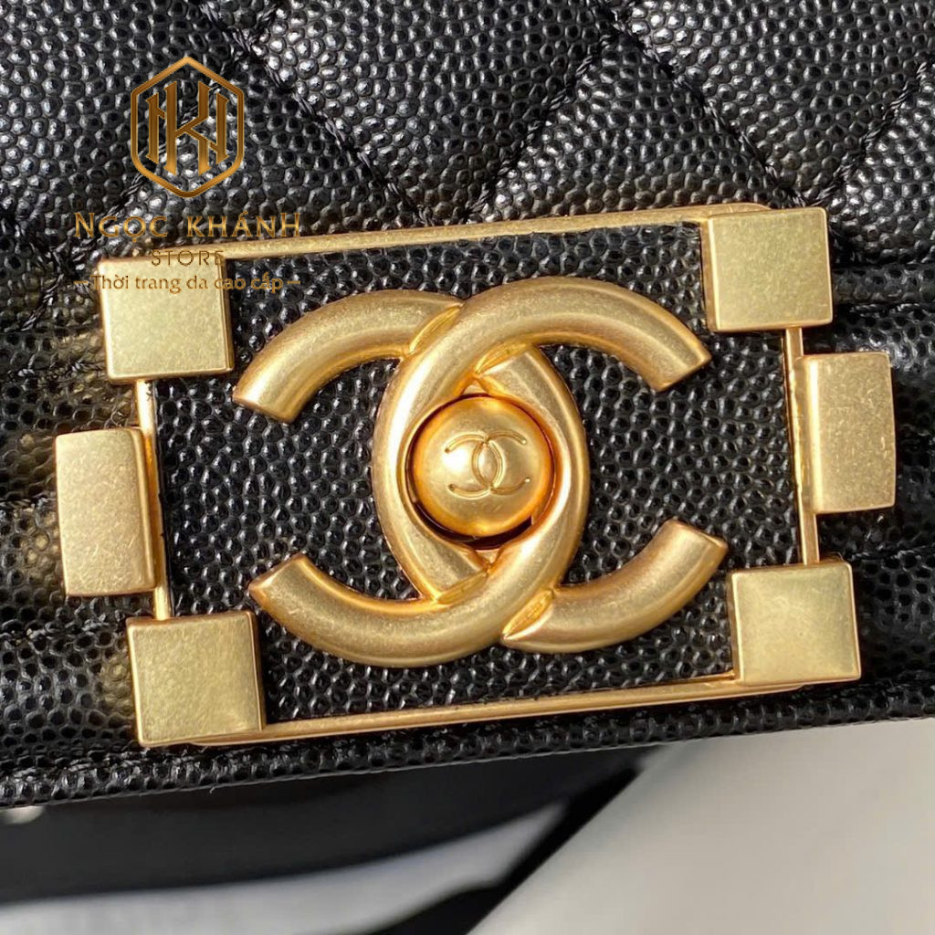 tui xach nu chanel dang ngang co quai logo mau den 4