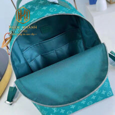 balo louis vuitton nam keepall mau xanh luc hoa tiet hoa logo kem charm 7
