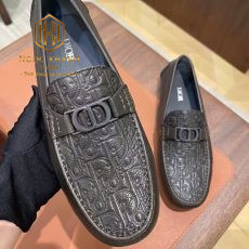 GIÀY LƯỜI DIOR NAM MÀU NÂU HỌA TIẾT DẬP LOGO CHÌM LIKEAUTH GLDR15