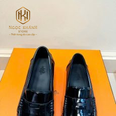 giay luoi hermes nam de cao mau den da bong hoa tiet chu h trang 10