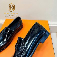 giay luoi hermes nam de cao mau den da bong hoa tiet chu h trang 2