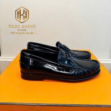 giay luoi hermes nam de cao mau den da bong hoa tiet chu h trang 3