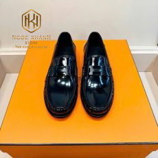 giay luoi hermes nam de cao mau den da bong hoa tiet chu h trang 5