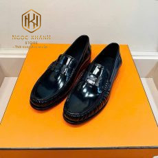 giay luoi hermes nam de cao mau den da bong hoa tiet chu h trang 7