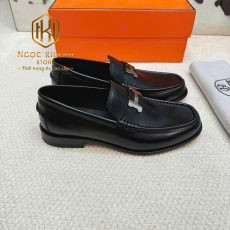 giay luoi hermes nam de cao mau den da tron hoa tiet chu h trang 6