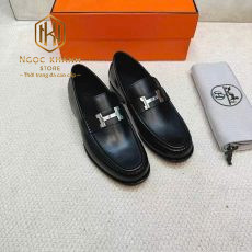 giay luoi hermes nam de cao mau den da tron hoa tiet chu h trang 7