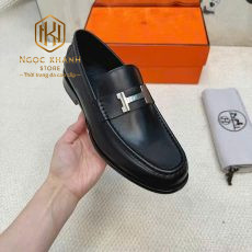 giay luoi hermes nam de cao mau den da tron hoa tiet chu h trang 8