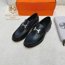 giay luoi hermes nam de cao mau den da tron hoa tiet chu h trang 9