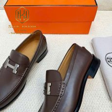 giay luoi hermes nam de cao mau nau hoa tiet chu h trang mui tron 1