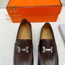 giay luoi hermes nam de cao mau nau hoa tiet chu h trang mui tron 5