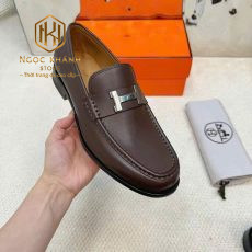 giay luoi hermes nam de cao mau nau hoa tiet chu h trang mui tron 6