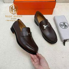giay luoi hermes nam de cao mau nau hoa tiet chu h trang mui tron 7