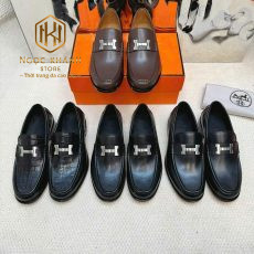 giay luoi hermes nam de cao mau nau hoa tiet chu h trang mui tron 9