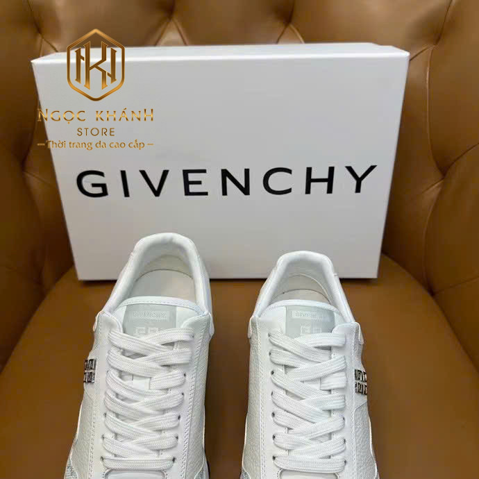 GIÀY NAM GIVENCHY MÀU TRẮNG DA NHĂN VIỀN CHỮ TRẮNG GNVC06 10 Giày nam Givenchy