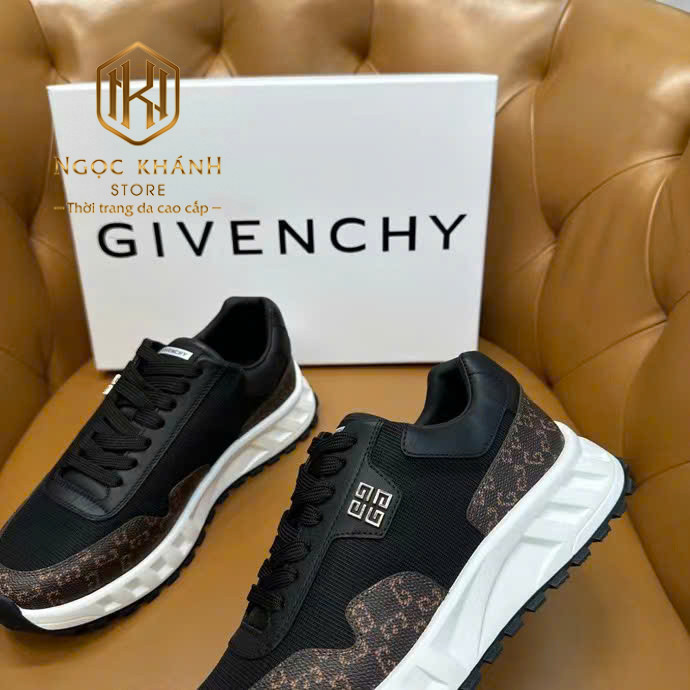 GIÀY NAM GIVENCHY MÀU ĐEN VIỀN CHỮ NÂU GNVC10 11 Giày nam Givenchy