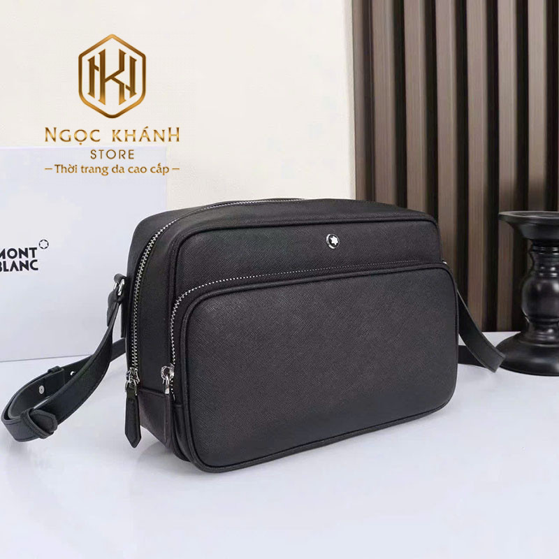 TÚI ĐEO CHÉO NAM MONTBLANC DA TAIGA ĐEN HỌA TIẾT HAI KHÓA TNM03 13 Túi đeo chéo nam Montblanc