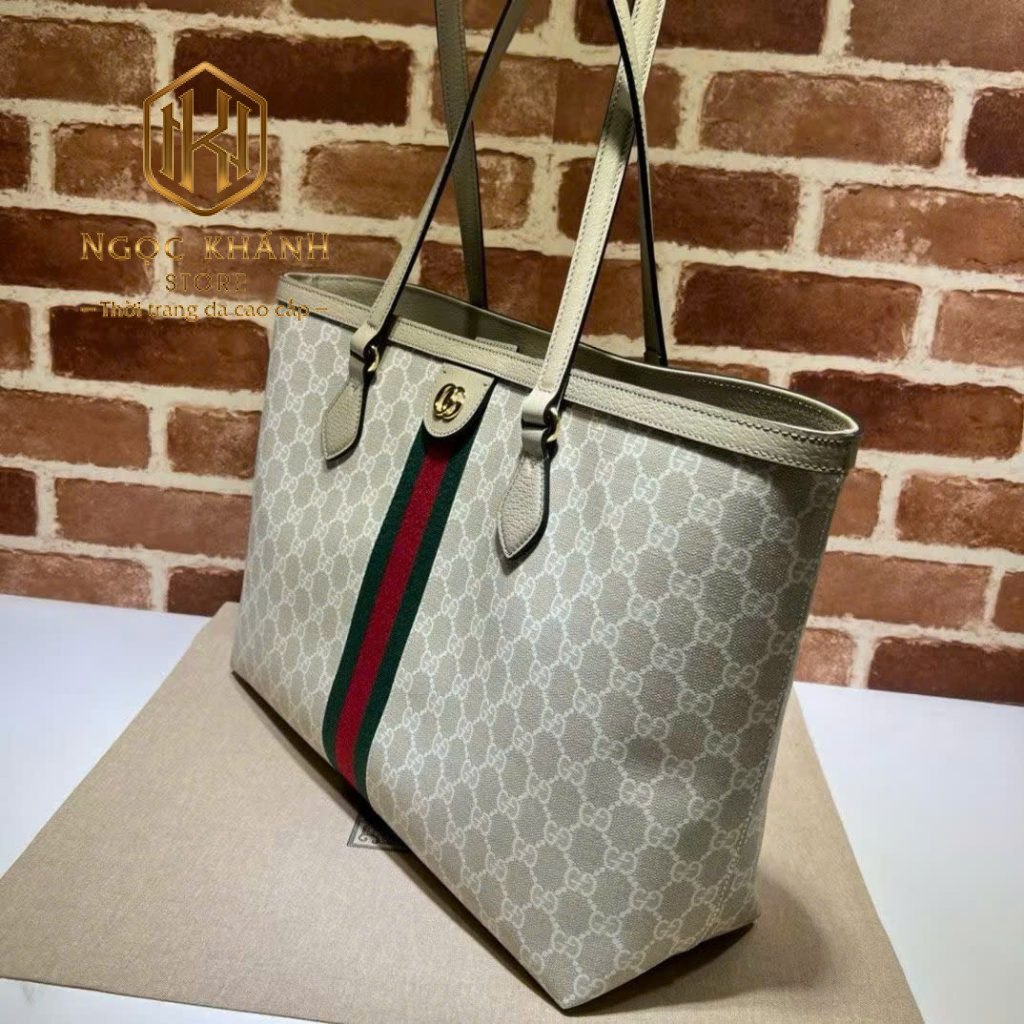 TÚI XÁCH NỮ GUCCI MÀU BE NHẠT LOGO CHỮ TAG XANH ĐỎ TXNGC50 12 Túi xách nữ Gucci