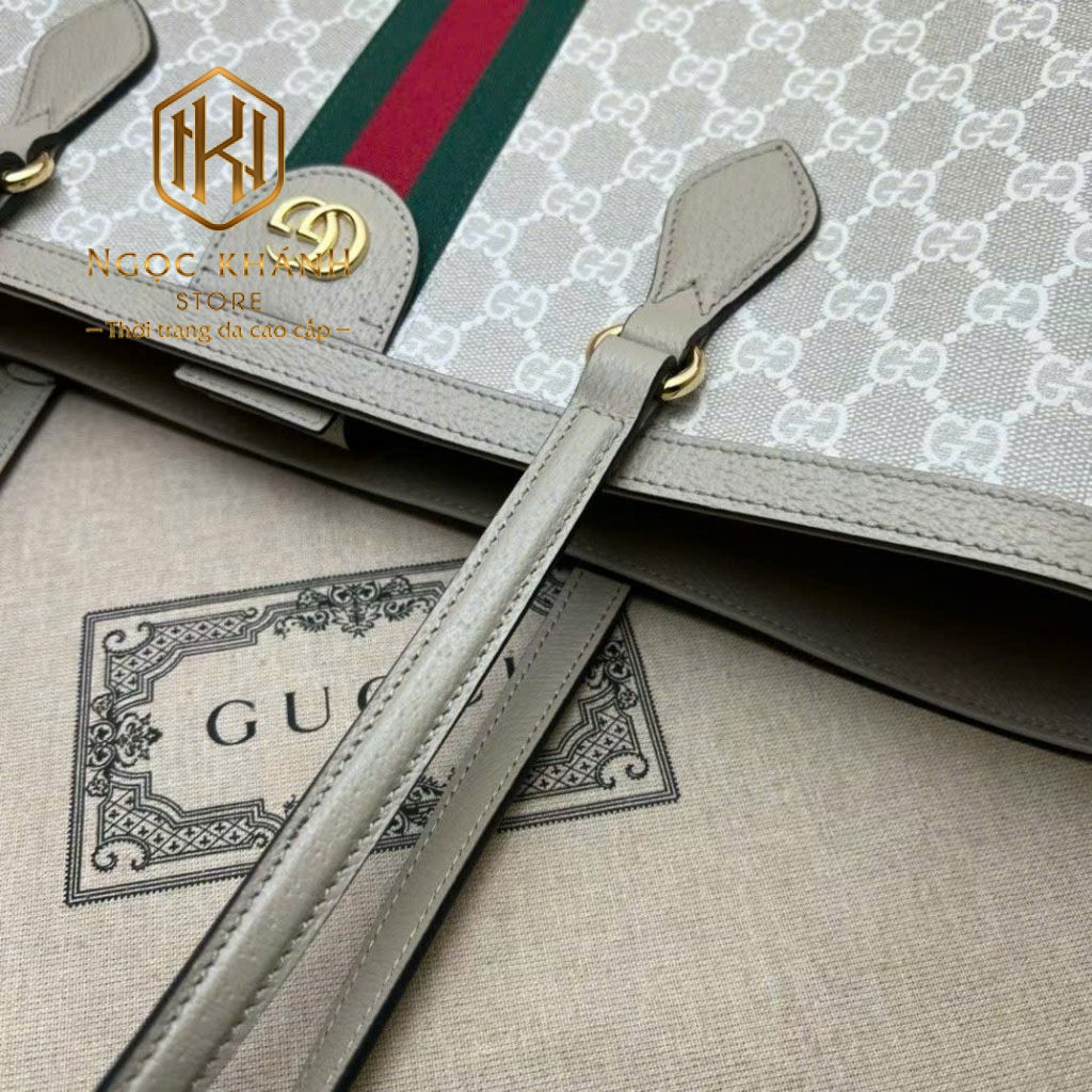 TÚI XÁCH NỮ GUCCI MÀU BE NHẠT LOGO CHỮ TAG XANH ĐỎ TXNGC50 11 Túi xách nữ Gucci