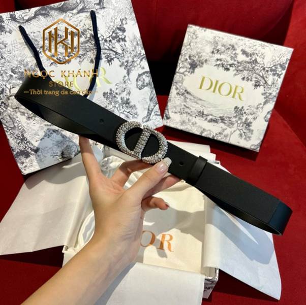 THẮT LƯNG NỮ DIOR KHÓA CD ĐÍNH ĐÁ DÂY MÀU ĐEN TLDR05 7 thắt lưng Dior nữ