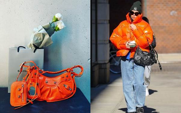 TÚI XÁCH NỮ BALENCIAGA WOMEN'S HOURGLASS SMALL MÀU ĐEN VÂN CÁ SẤU LOGO VÀNG TXNBL01 4 túi Balenciaga nữ