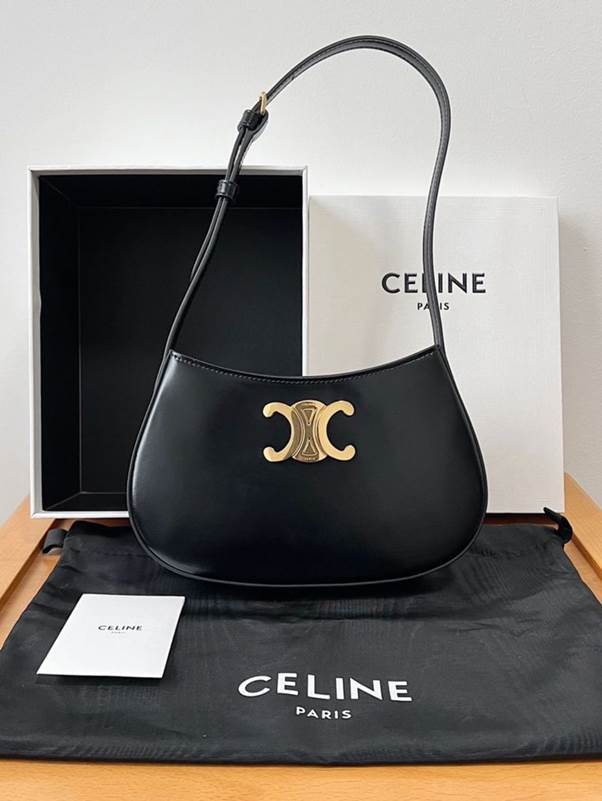 TÚI XÁCH NỮ CELINE MÀU ĐEN HỌA TIẾT DA SẦN LOGO VÀNG TNCL01 11 túi xách Celine nữ