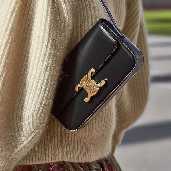 TÚI XÁCH NỮ CELINE MÀU ĐEN HỌA TIẾT DA SẦN LOGO VÀNG TNCL01 2 túi xách Celine nữ