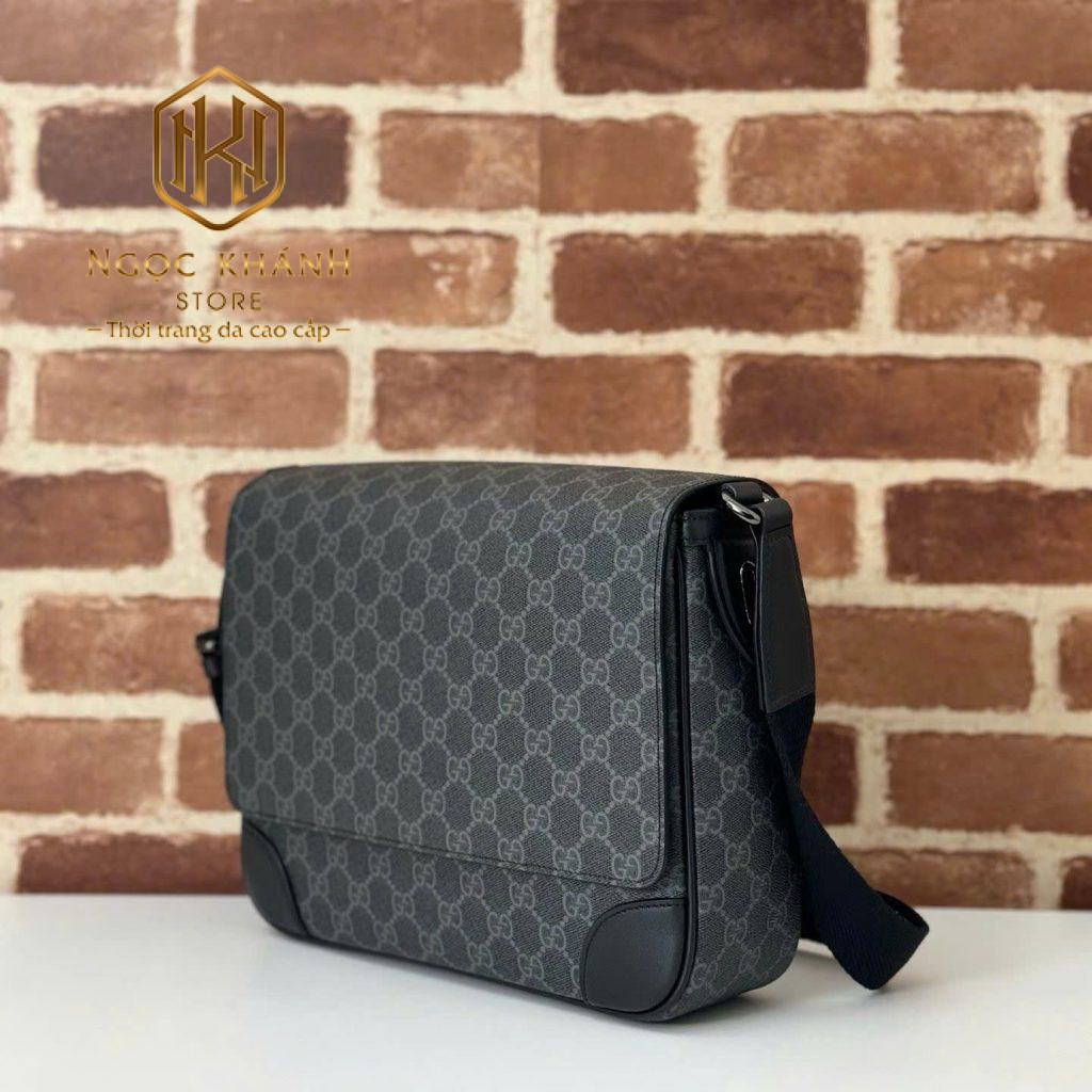 TÚI ĐEO CHÉO GUCCI NAM MÀU ĐEN IN LOGO DÁNG NẮP ĐẬY TNGC60 9 Túi đeo chéo Gucci nam