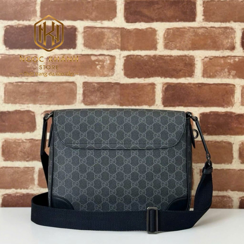 TÚI ĐEO CHÉO GUCCI NAM MÀU ĐEN IN LOGO DÁNG NẮP ĐẬY TNGC60 6 Túi đeo chéo Gucci nam