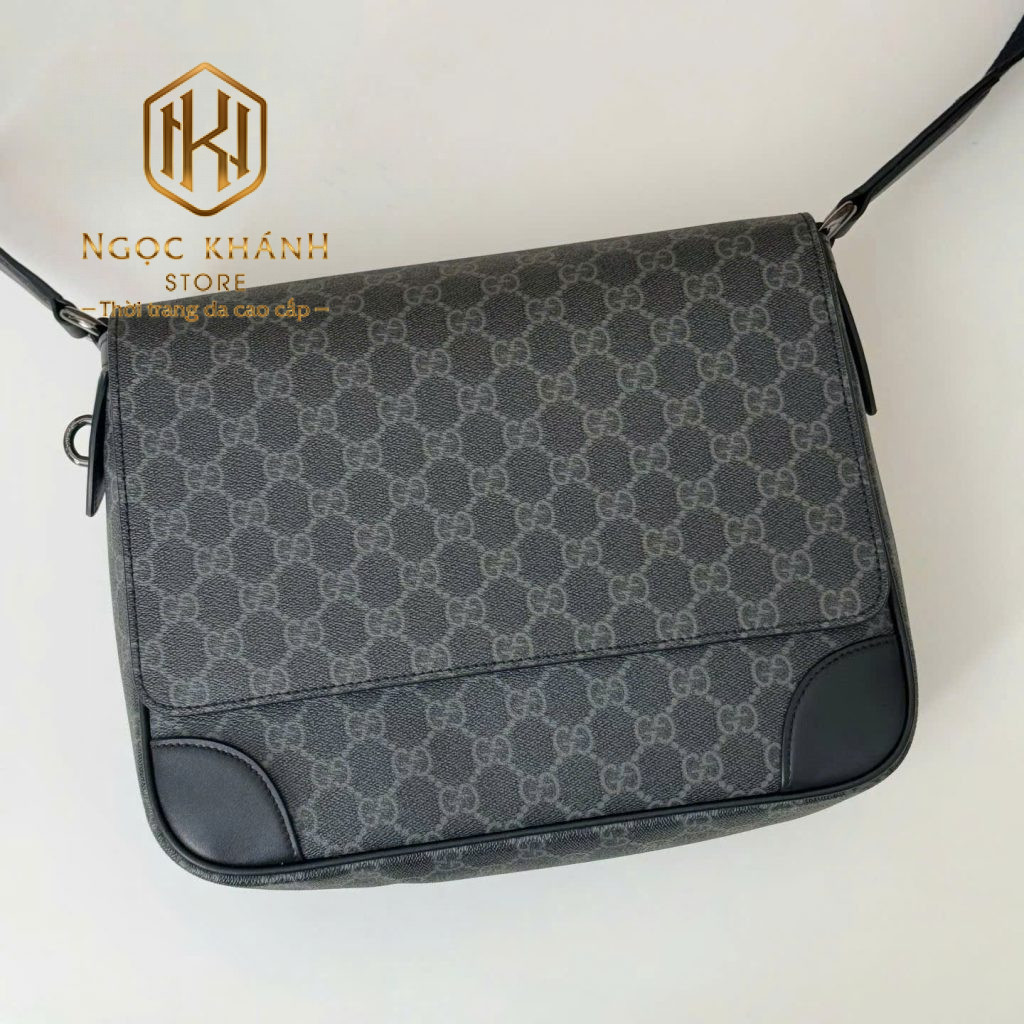 TÚI ĐEO CHÉO GUCCI NAM MÀU ĐEN IN LOGO DÁNG NẮP ĐẬY TNGC60 11 Túi đeo chéo Gucci nam