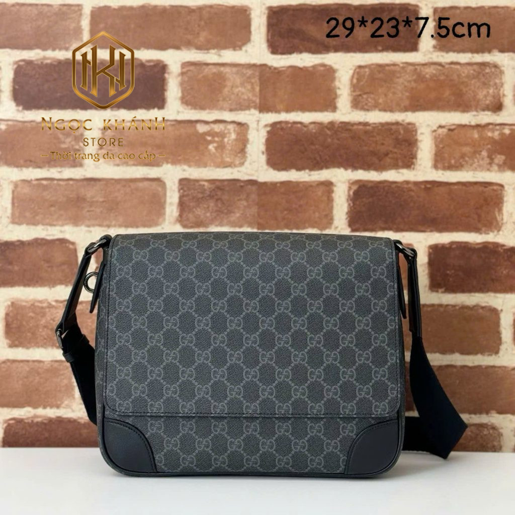 TÚI ĐEO CHÉO GUCCI NAM MÀU ĐEN IN LOGO DÁNG NẮP ĐẬY TNGC60 10 Túi đeo chéo Gucci nam